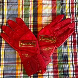 Franklin Powerstrap Red Batting Gloves (Large)